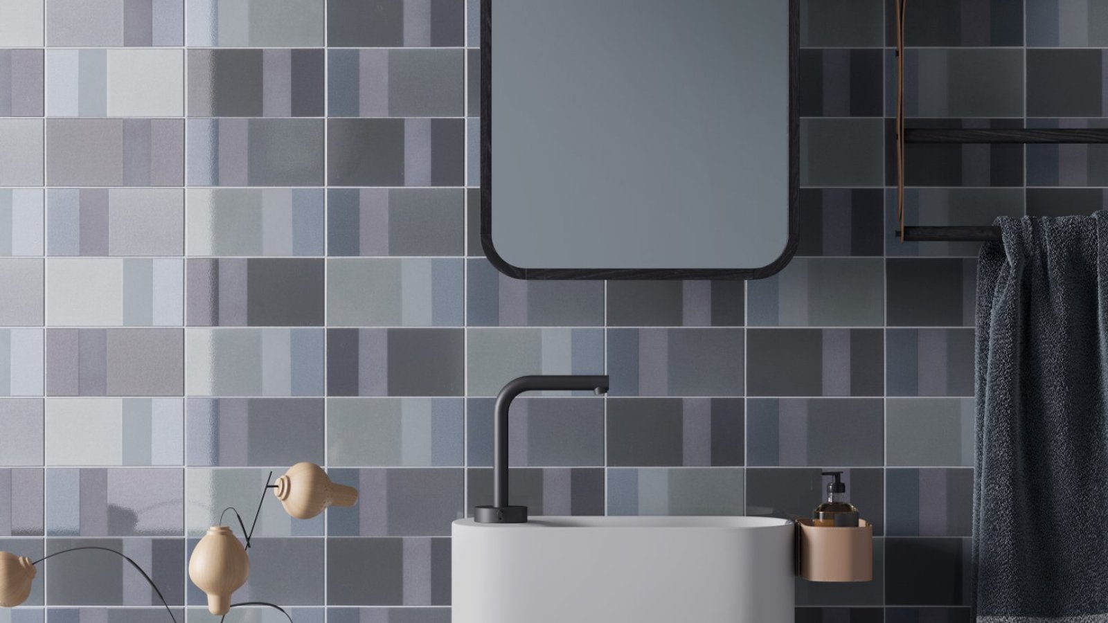 Стена из плитки Diarama от Mutina с живописным эффектом