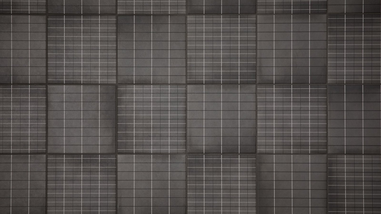 Стена санузла в керамограните Aurore Charcoal Grid L от Mutina