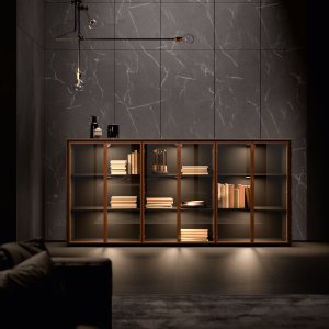 Витрина Frame из Bold58 с дверцей Laminam Noir Desir