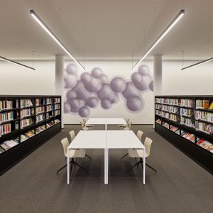 Версия Office стола Nuur с двумя отверстиями для кабелей