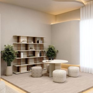 В переговорной со стеклянными стенами: Codutti Ginza из массива дерева