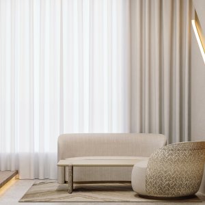 Лакированная панель основания Ginza рядом с панелью из травертина
