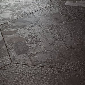Пол из керамогранита Déchirer от Mutina с рельефом под бетон