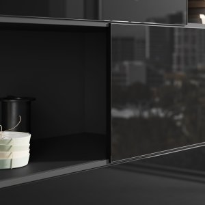 Буазери Elite с полками и LED-лентой за рабочим столом