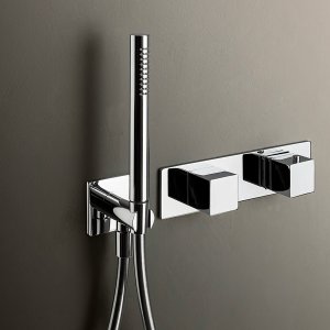 Встраиваемый настенный смеситель Mint Fantini в Matt Gun Metal PVD над раковиной