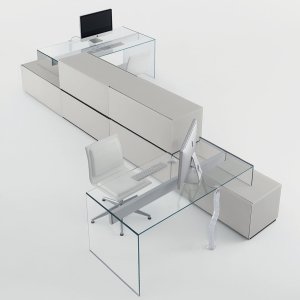 Хрусталь grigio Italia на столе Air Desk