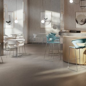 Круглое выпуклое основание с газлифтом у стула Kicca, чёрный цвет