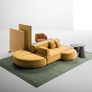 Остров Node+ 180 × 180 см со спинками в холле офисного здания