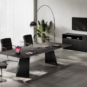 Профилированный фронтальный экран стола Monolith в 3D-плёнке на стали Терракота