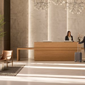 Монолитные объёмы у входа: Kyo Reception от Martex