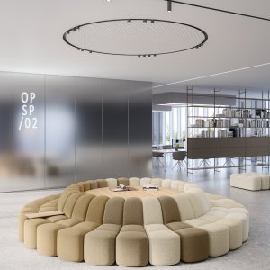 Ресепшен компании с сиденьями Array от mdf italia