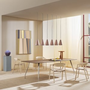 Rizz Workstation на четыре места с акустическими панелями и световым мостом K_LUCE