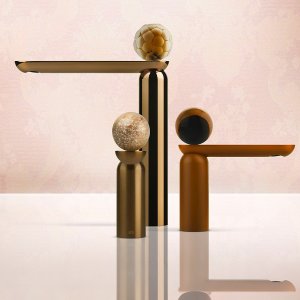 Смеситель Perle от Gessi со сферой из мрамора Emperador Dark