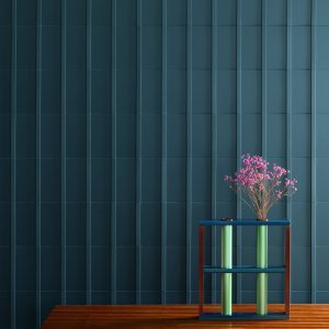 Стена с системой Motivo от Mutina и вертикальными рельефными рейками