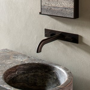 Монолитная раковина Sixty из мрамора Travertin Titanium