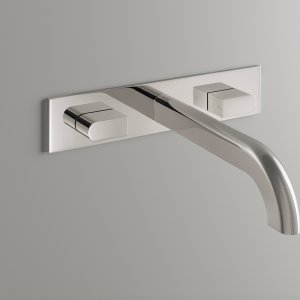 Дизайнерские смесители Sixty от CEA Design в отделке Black Ivory с мраморной раковиной