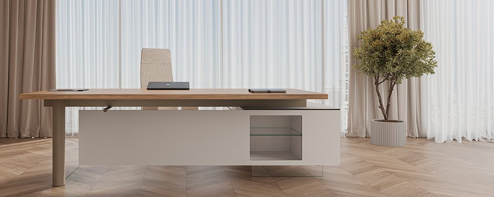 Стол с приставкой и сервисной тумбой